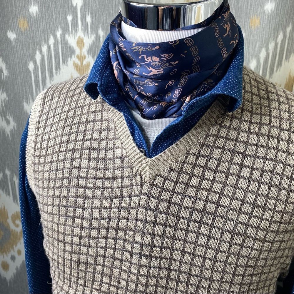 Polo Ralph Lauren Vintage Tan & Brown Check Plaid Linen Vest
